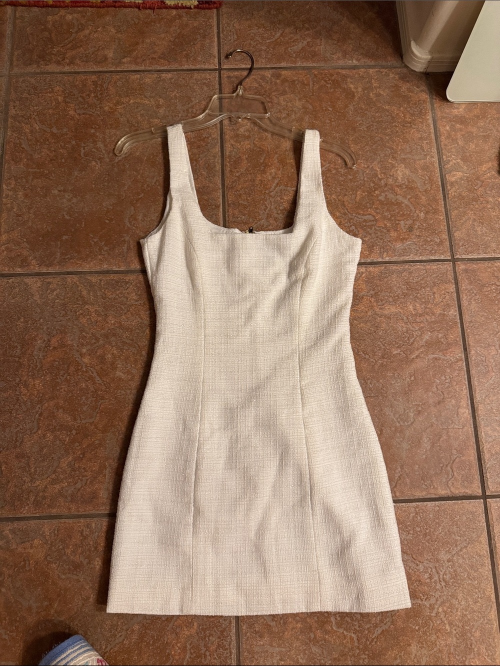 Aqua Cream Square-Neck Sleeveless Mini Dress